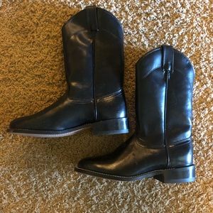 Laredo Black Leather Roper Boots 7.5 M EUC